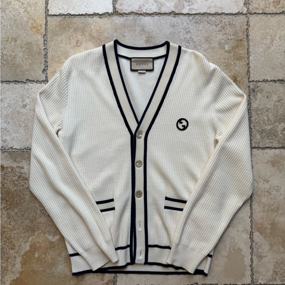 Gucci Cream Cardigan with Black Trim